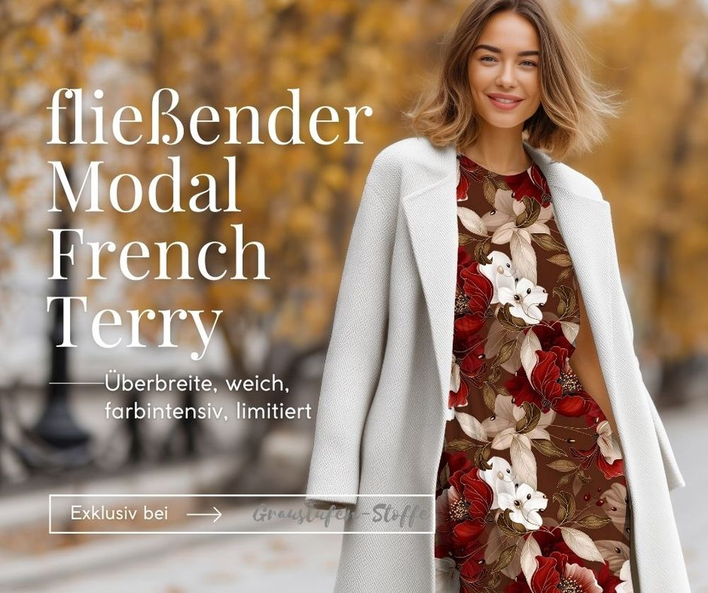 "Swannis Kollektion": Vintage Flowers Christmas Edition I Modal French Terry I mit Überbreite